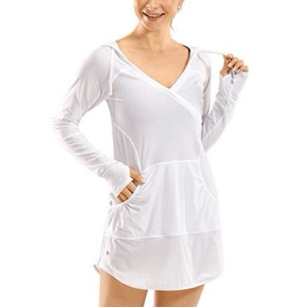 Athleta White Tunic Hoodie Sundress Size Small